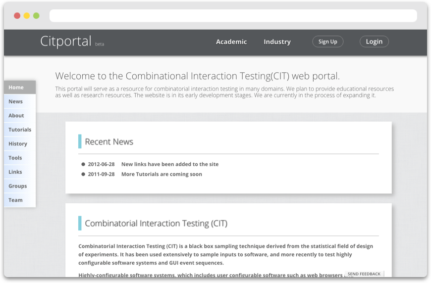 Citportal homepage layout